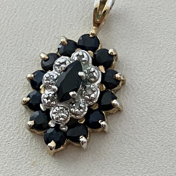 Real Diamonds and Sapphires 925 Sterling Silver Gold plated pendant. - Picture 5 of 7